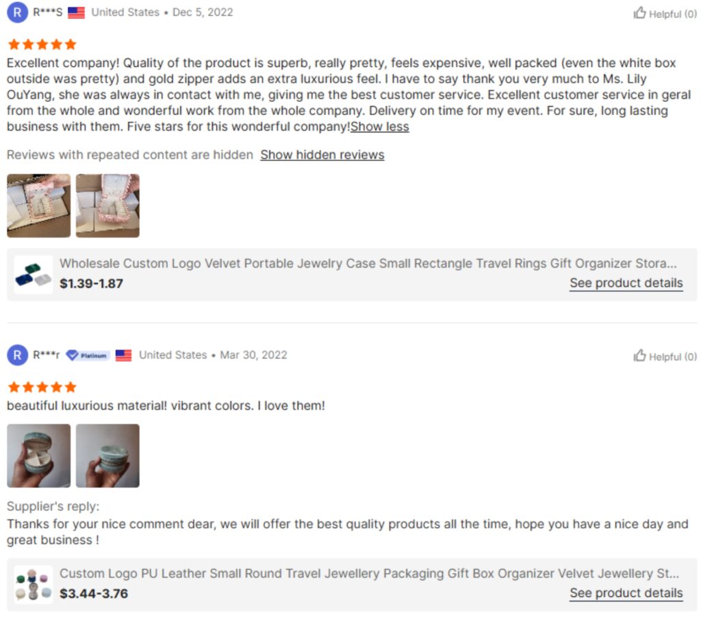 jewelry box good reviews from customers to Winnerpak