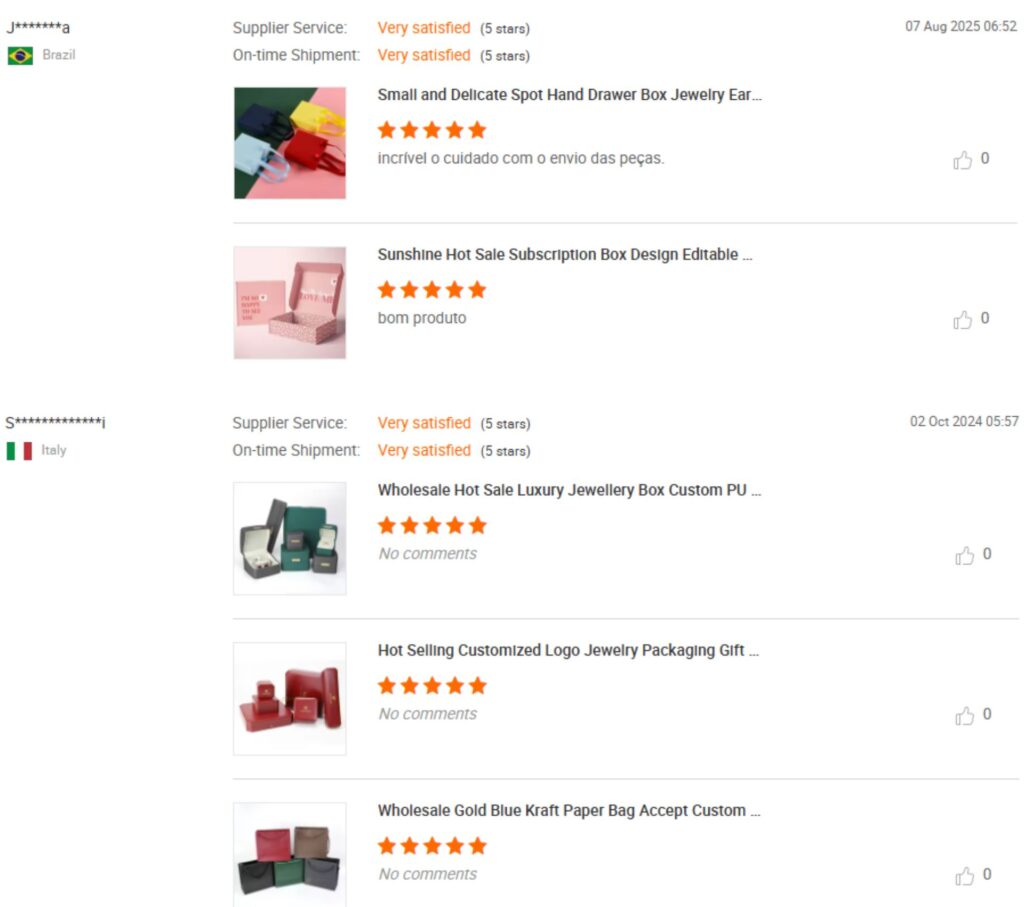 nice reviews from customers to Winnerpak luxury packaging