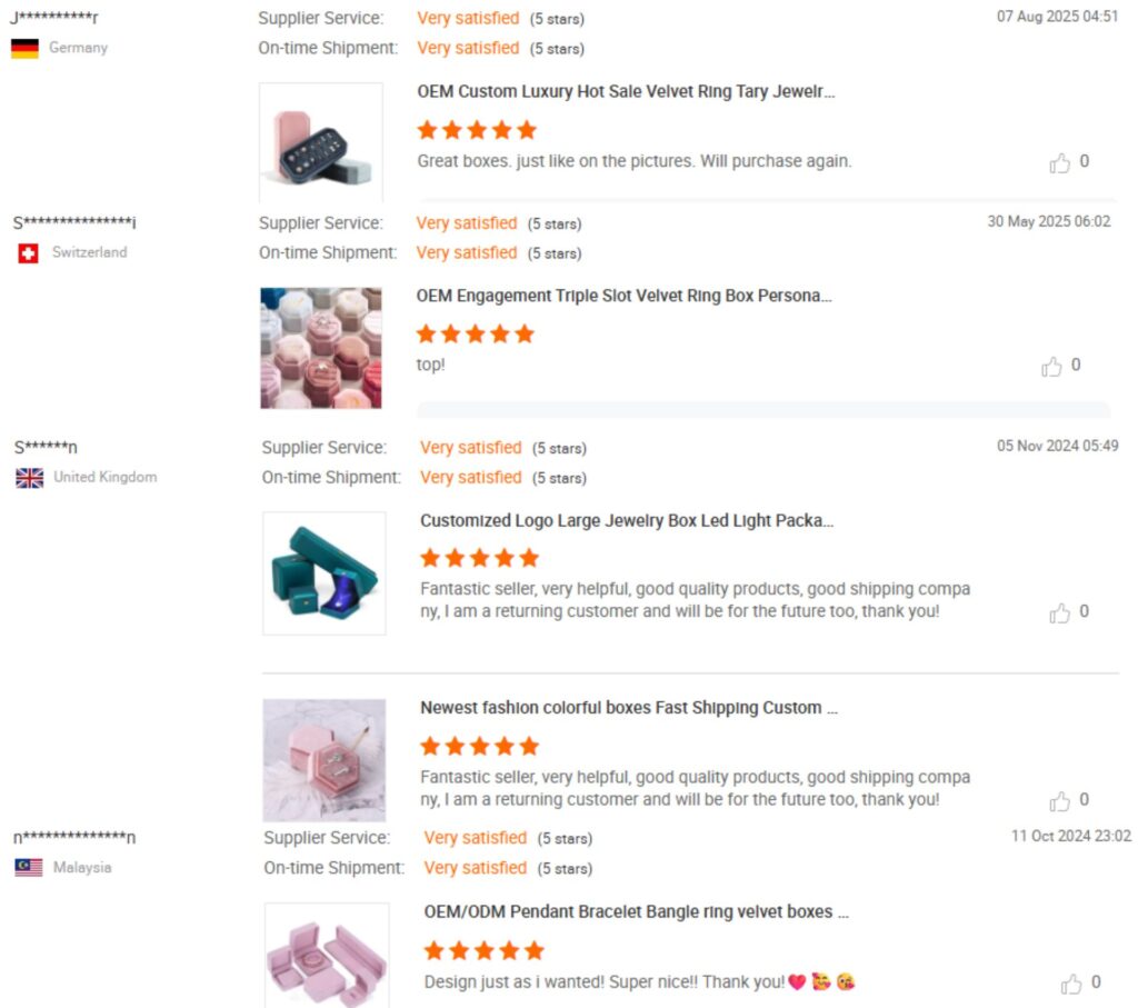 jewelry packaging good reivews from customer to Winnerpak