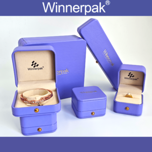 RP05 purple leatherette jewelry box collection including bracelet box, ring box, necklace box and jewelry set boxes for wholesale brands