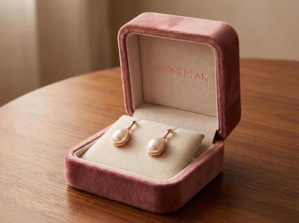 rose pink suede velvet jewelry box China supplier