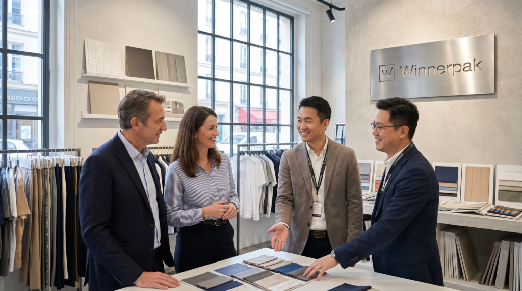 Customers visit Winnerpak for gift pouch bag cooperation